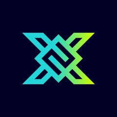 The monogram is the letter X and number 2. Elegant and outline.