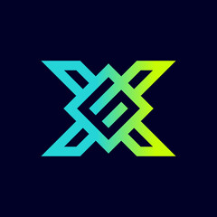 The monogram is the letter X and number 6. Elegant and outline.