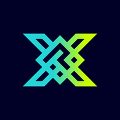 The monogram is the letter X and number 7. Elegant and outline.