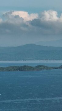 Aerial view of tropical islands and blue sea in the tropics. Philippines.