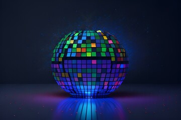 Fototapeta na wymiar disco ball with reflection,night,bright,glass,discoball,celebration,Ai generated 