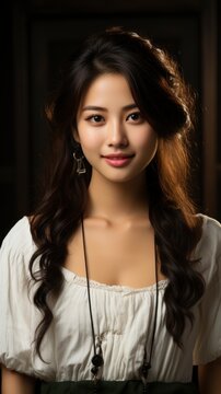 Beautiful Korean Girl Smiling White Teeth Looking , Background Image,Desktop Wallpaper Backgrounds, Hd
