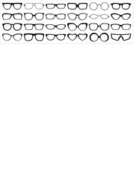 A set of glasses isolated. Vector glasses model icons. Sunglasses, glasses, isolated on white background. Silhouettes. Various shapes - stock illustration.