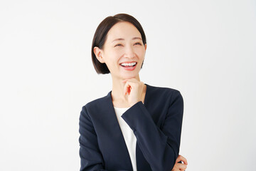 想像するビジネスウーマン　白背景