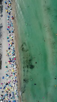 Drone footage of the beach at Lido Morelli, Apulia, Italy
