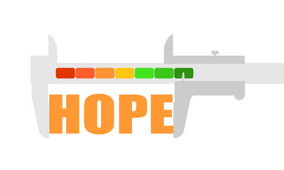 Religion and social concept. Keyword hope and the caliper