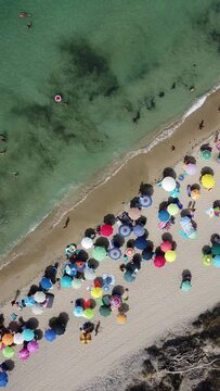 Drone footage of the beach at Lido Morelli, Apulia, Italy