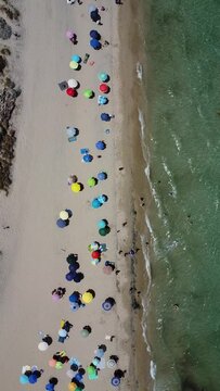 Drone footage of the beach at Lido Morelli, Apulia, Italy