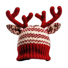 Christmas Reindeer beanie/hat with horn decoration isolated on white background