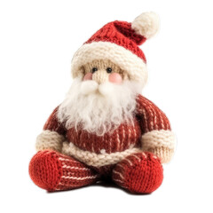 Christmas Santa Claus woolen stuffed toy isolated on white background