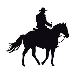 Naklejka premium cowboy silhouette in horse style