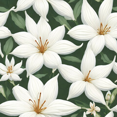 Fototapeta premium seamless pattern symmetrical white lily flowers