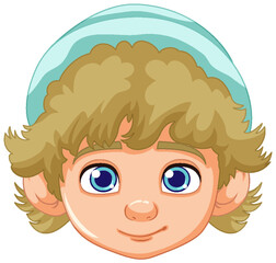 Blond Boy with Neutral Expression and Beanie Hat