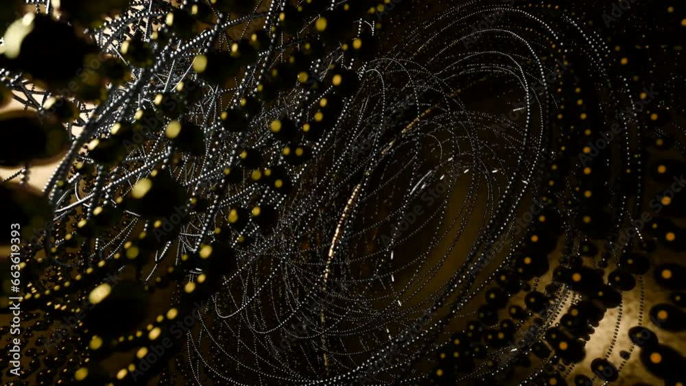 Wall mural abstract background of metal strings and beads. design. technological tornado im spinning motion.