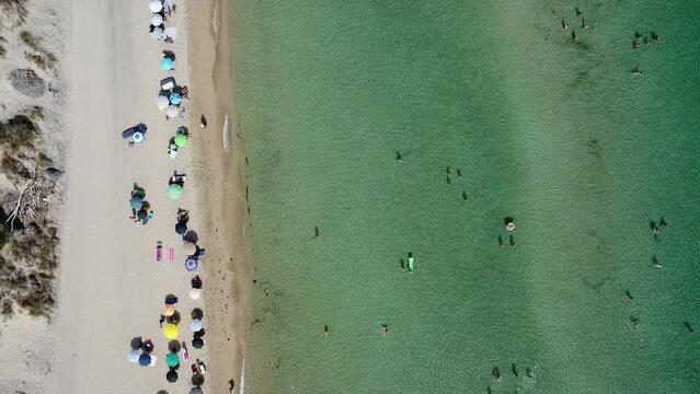Drone footage of the beach at Lido Morelli, Apulia, Italy