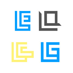 Graphics monogram of LE, L Q, LG and LS. Outline and unique.