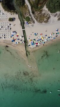 Drone footage of the beach at Lido Morelli, Apulia, Italy