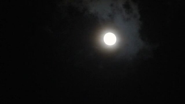 薄い雲に覆われる満月