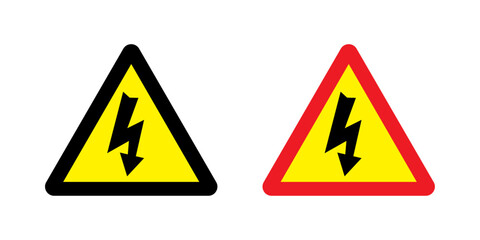 Caution and warning sign of high voltage. Danger and High Voltage Symbol Sign. Black thunder and lightning isolated in a yellow triangle. Vector.