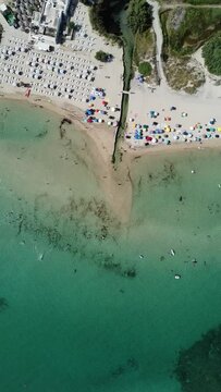 Drone footage of the beach at Lido Morelli, Apulia, Italy