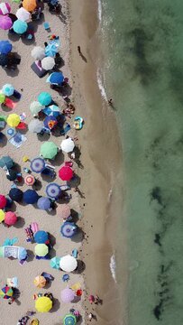 Drone footage of the beach at Lido Morelli, Apulia, Italy