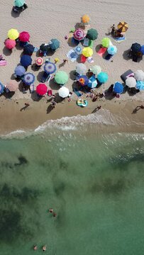 Drone footage of the beach at Lido Morelli, Apulia, Italy