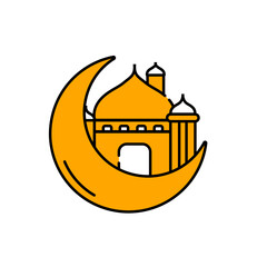 Mosque and Crescent Moon Icon