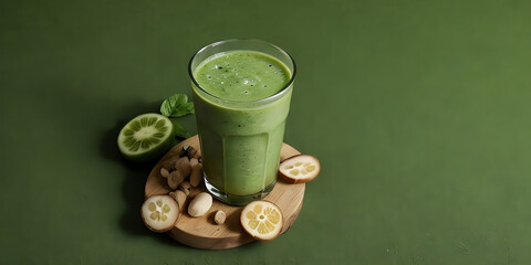 Delicious and healthy smoothie with copy space