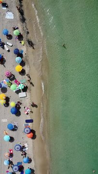 Drone footage of the beach at Lido Morelli, Apulia, Italy