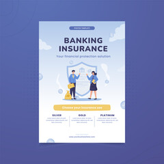 Banking insurance financial business on poster template