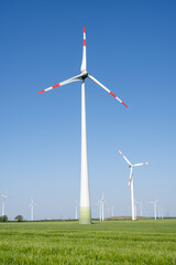 Wind energy turbines seen in rural Germany