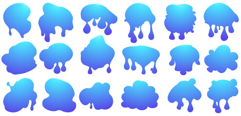 Abstract artistic ink splatter paint splatter, drops, dots, wet dye prints. Watercolor paint brush texture. Grunge water, spray drop spatter, dirty blot splatters, silhouettes. Vector illustration