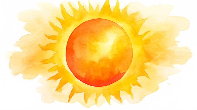 燃える太陽のイメージ水彩イラスト
