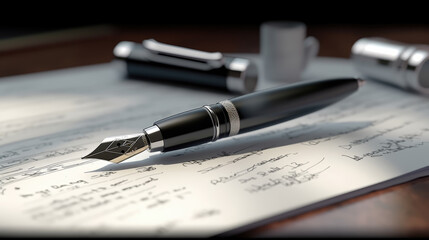 Close - up of a document signature pen as it makes contact with paper