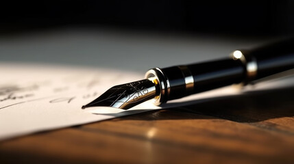Close - up of a document signature pen as it makes contact with paper