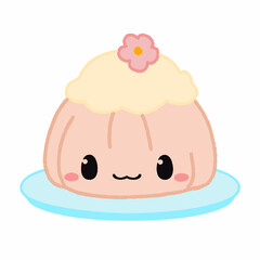 Cartoon style pudding. Hand drawn Vector illustration.