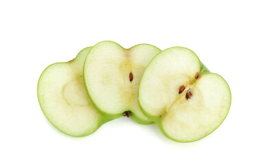 green apple sliced isolated on white background