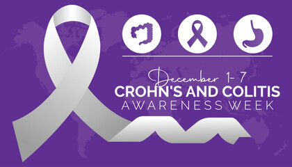 Fototapeta premium Vector illustration on the theme of Crohn's and Colitis Awareness Week observed each year during December.banner, Holiday, poster, card and background design.