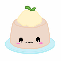 Cartoon style pudding. Hand drawn Vector illustration.
