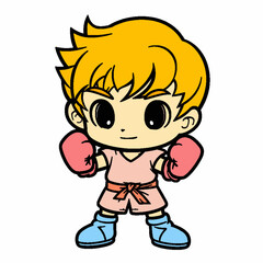 Cartoon style boxer. Hand drawn Vector illustration.