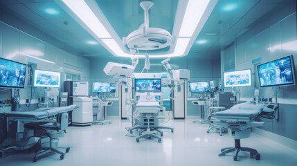 Operating room in hospital with modern medical equipment