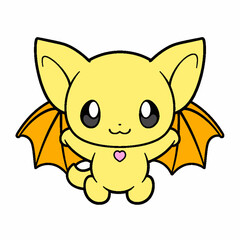 Cartoon style bat. Hand drawn Vector illustration.