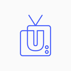 u letter mark channel television tv logo vector icon illustration