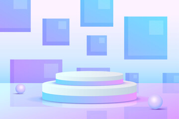 Set purple blue violet 3d object cylinder pedestal podium display gradient color minimal scene