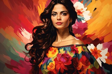 Obraz na płótnie Canvas portrait of a woman with flowers