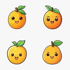 set of happy cute mango watercolor illustrations for printing on baby clothes, pattern, sticker, postcards, print, fabric, and books