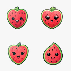 set of happy cute watermelon watercolor illustrations for printing on baby clothes, pattern, sticker, postcards, print, fabric, and books