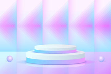 Set purple blue violet 3d object cylinder pedestal podium display gradient color minimal scene