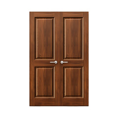 Double wooden door isolated on a transparent background.