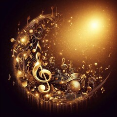 Abstract golden music background 